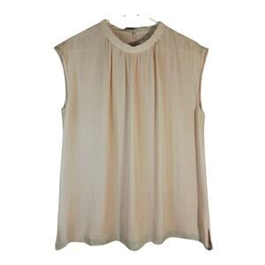 Nordstrom Large Soft Pink Silk Sleeveless Blouse Work Office Romance Tunic Shell